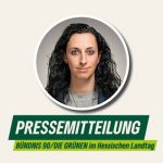 Rundes Portraitfoto von Vanessa Gronemann mit einer Sprechblase mit dem Text "Pressemitteilung" auf hellem Hintergrund.